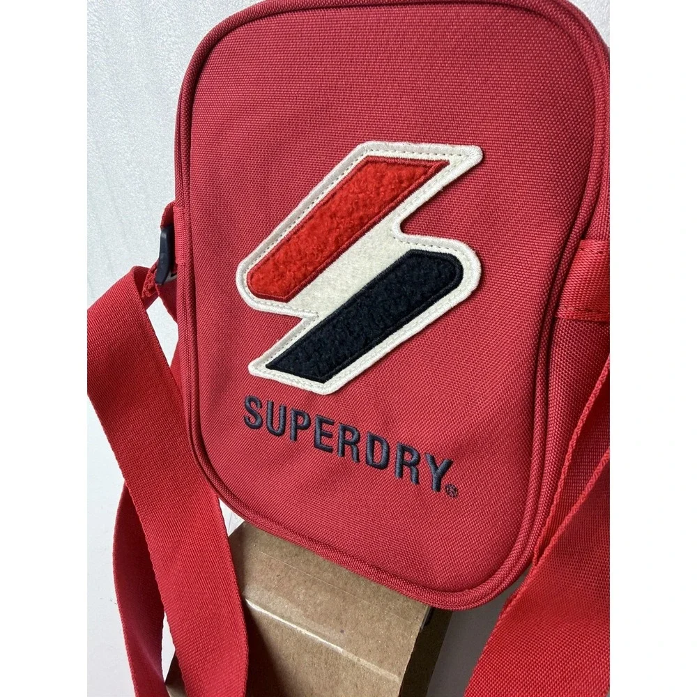 SuperDry Sportsyle Side Bag Red Crossbody Small Messenger Shoulder Strap Zip 9